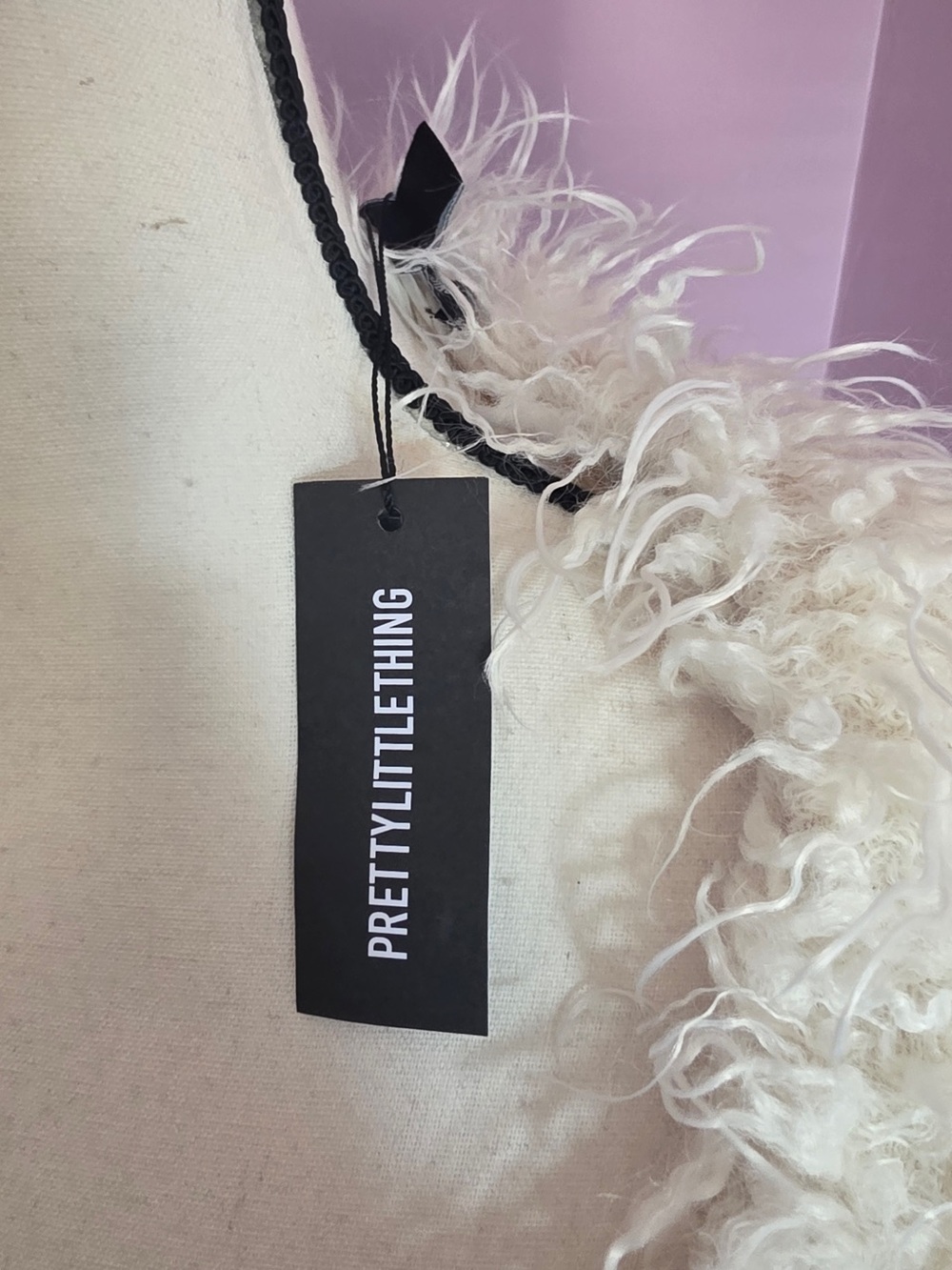 Long White Faux Fur Feathered Duster Coat - Picture 7 of 7